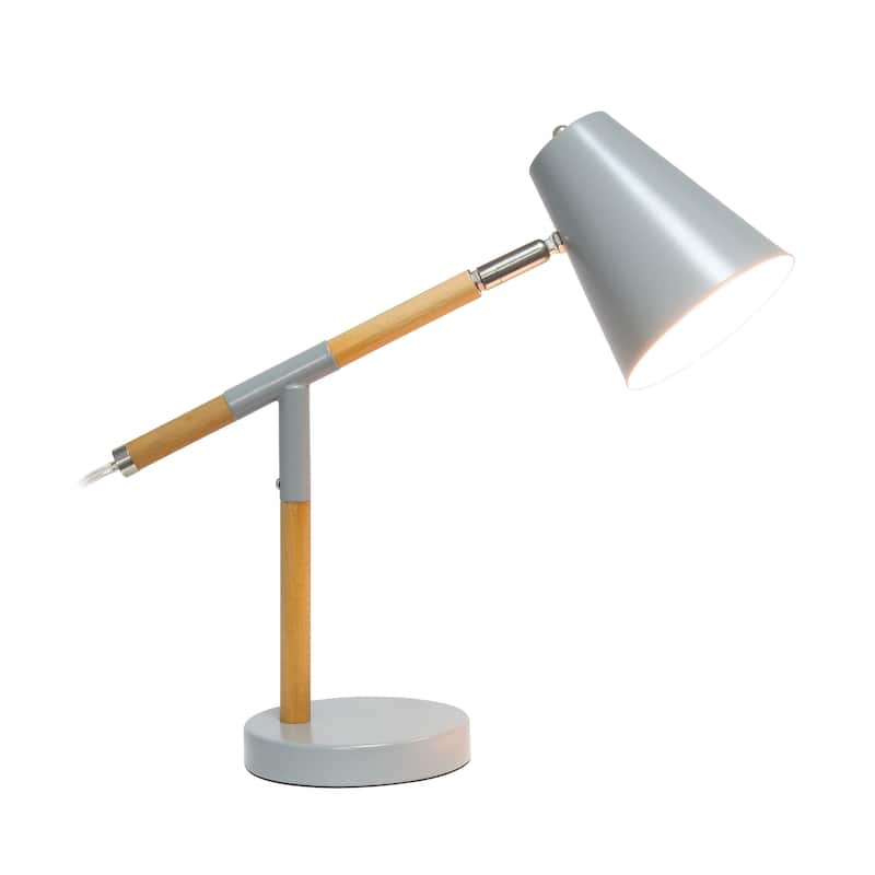Simple Designs Matte and Wooden Pivot Desk Lamp - 16.13 X 5.50 x 15.50 (L x W x H)