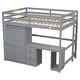 preview thumbnail 10 of 15, Gray Full Size Twin Size Pine Wood Loft Bed with Desk and Storage Drawers