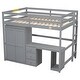 preview thumbnail 10 of 15, Modern Design Wood Loft Bed with Large Storage Space, Desk for Working and Sturdying, Full Size, Grey