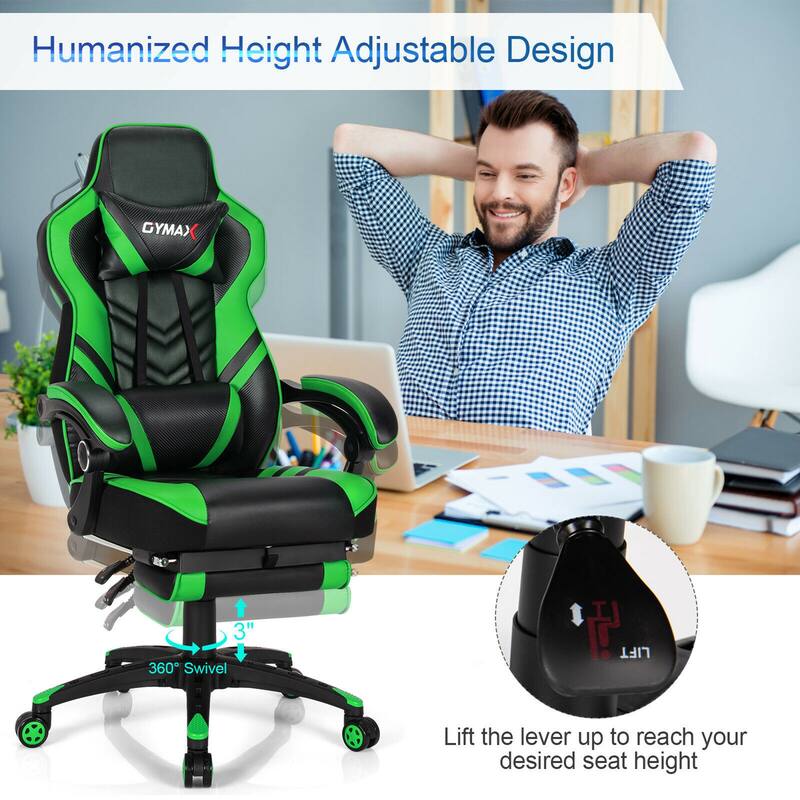 Gymax Office Computer Desk Chair Gaming Chair Adjustable Swivel - See Details