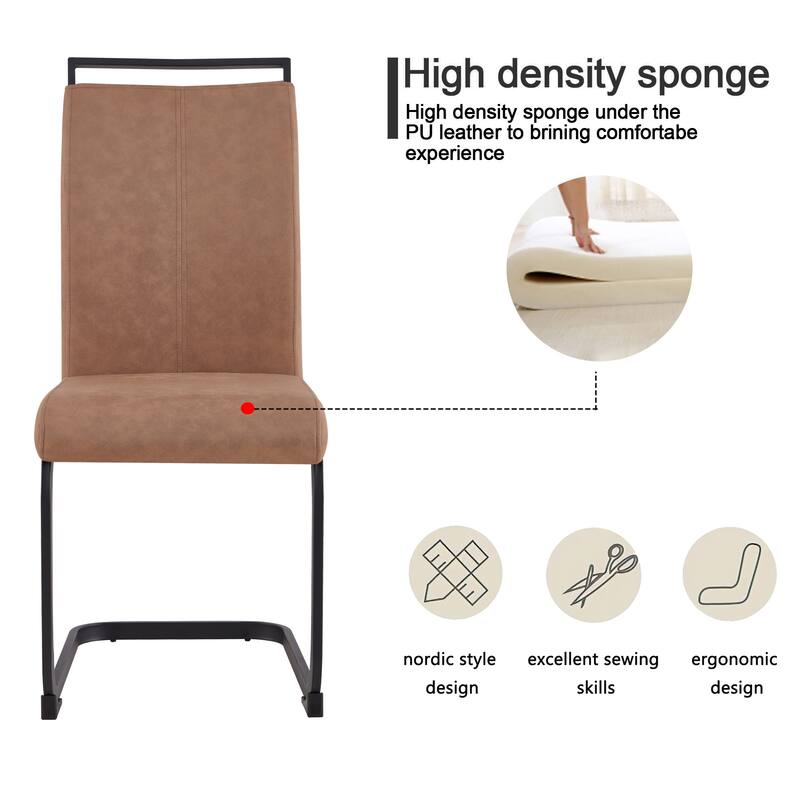 Modern Upholstered High Back Dining Chairs with C-Shaped Metal Legs
