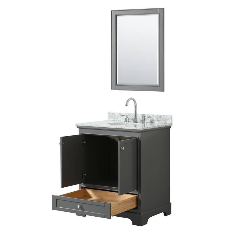 Deborah 30-inch Dark Gray Single Vanity, Oval Sink, 24-inch Mirror