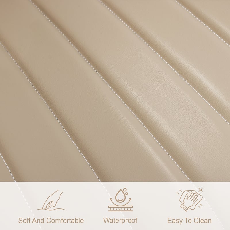 PU Leather Dining Chair with Metal Legs, Wave Pattern Upholstered Armless Chair Set of 4 for Kitchen, Restaurant, Living