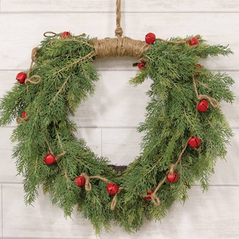 5’ Winter Bell Garland with Red Jingle Bells on Jute Rope for Rustic Holiday Decorations