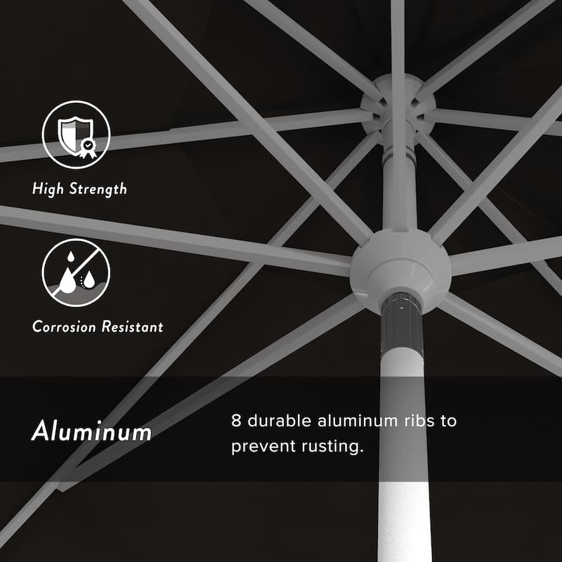 California Umbrella 11' Golden State Series Patio Umbrella White Aluminum Frame Crank Lift Collar Tilt Pacifica Pacific Blue