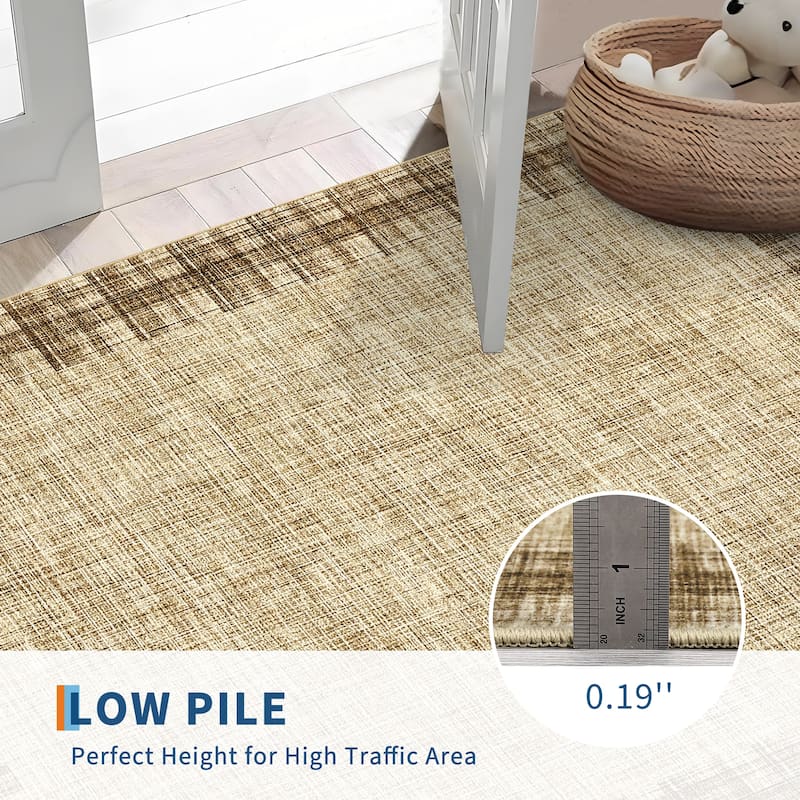 Garvee Linen Border Living Room Area Rug