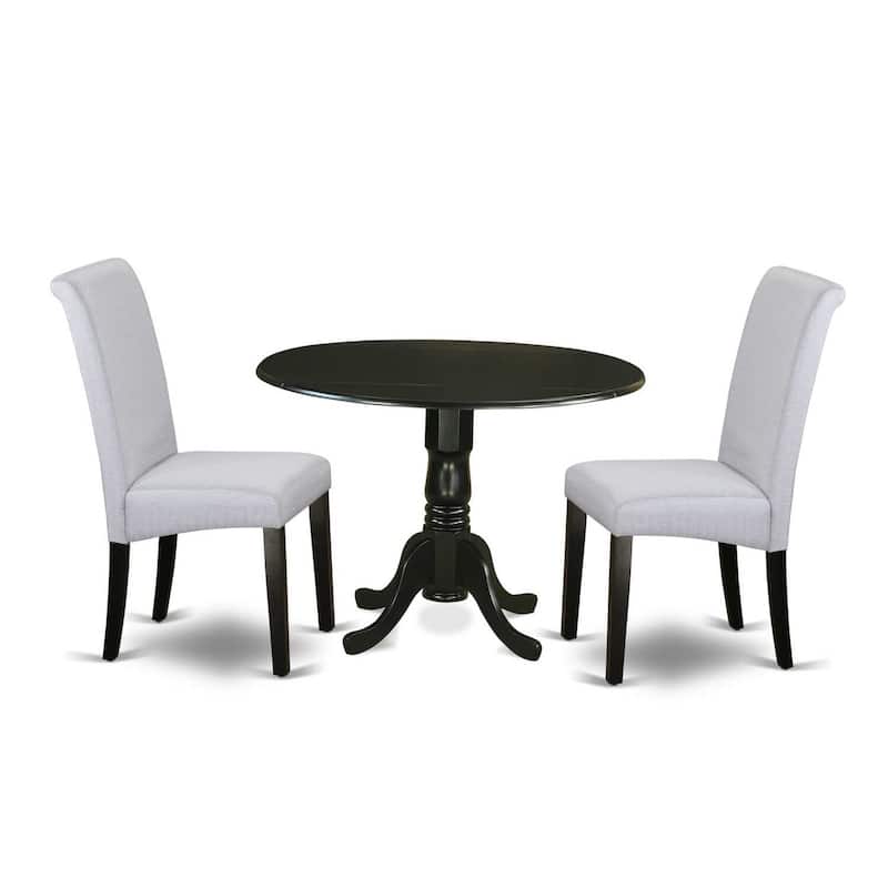 Kitchen Table Set 3 Piece Round Dining Table & Chairs Nordic Modern Design 42 Inch
