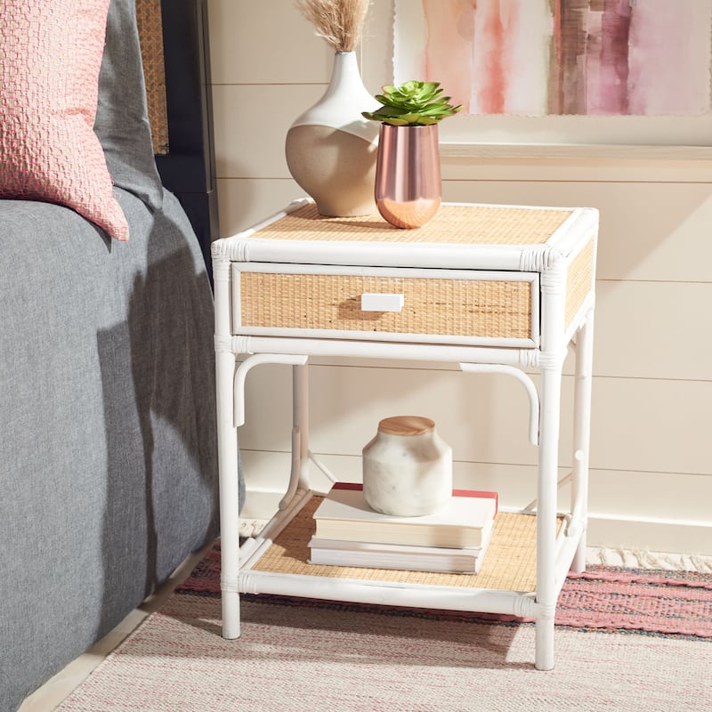SAFAVIEH Clarisa Coastal 1-Drawer 1-Shelf Nightstand - White/Natural
