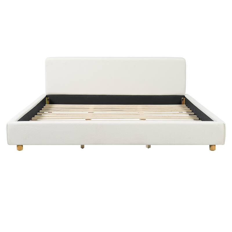 Christopher Knight Home - Jaro Modern Boucle Upholstered Platform Bed Frame with Wooden Slats Support, No Box Spring Needed