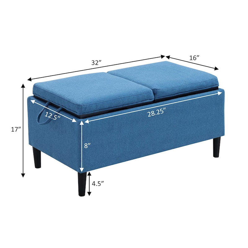 Convenience Concepts Designs4Comfort Magnolia Storage Ottoman with Reversible Trays