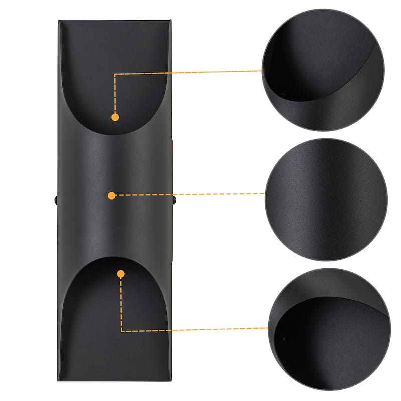 C Cattleya 2-Pack Matte Black Warm White Integrated LED Outdoor Wall Sconce