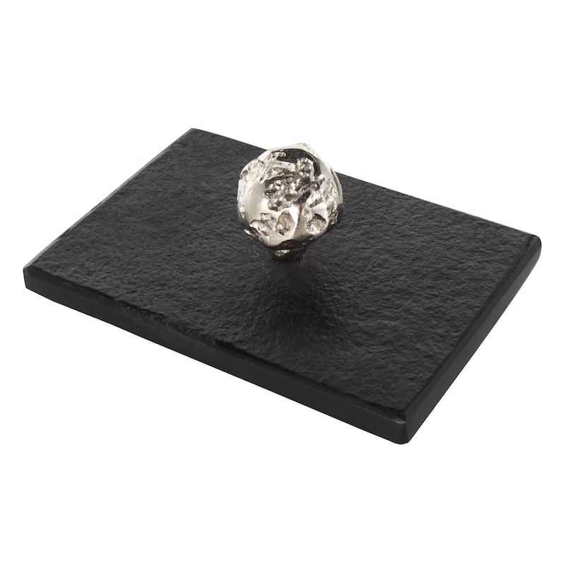 Black Marble Box with Textured Silver or Black Aluminum Knobs (Set of 3)