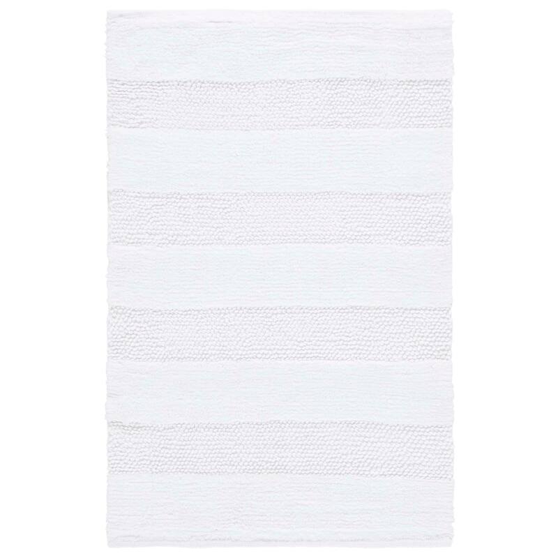 SAFAVIEH Home Harper Textured Striped White 32"L x 20"W Bathmat