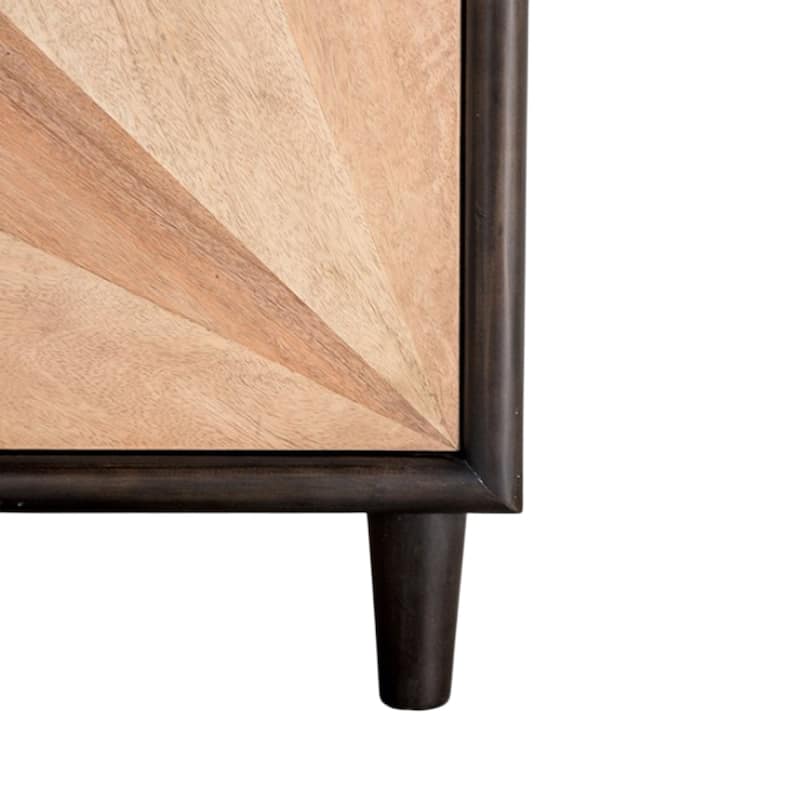 Lucas Sideboard Buffet Console, 4 Doors, Black Brown Wood, 72 Inch