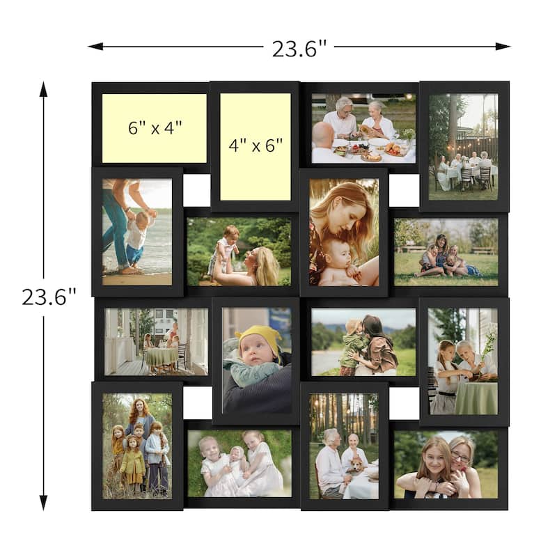16 Opening Collage Picture Frames Large Photo Frame Collage Wall Hanging for 4x6 Photo