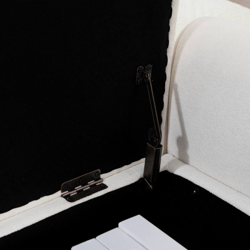 65.6"W Upholstered Storage Bench With Rolled Armrest, Rubberwood Legs