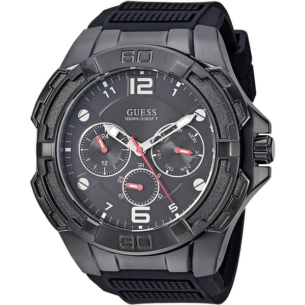 Guess Men's W1254G2 Genesis Black Watch With Silicone Strap - 1 Size. Opens flyout.