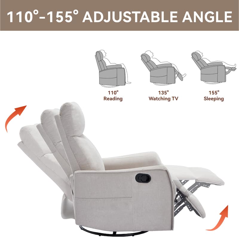 Rocker and Swivel Heat Massage Manual Recliner Chair for Living Room