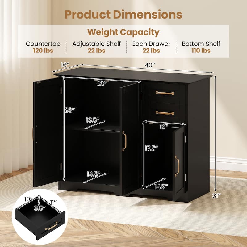 Gymax 40'' Sideboard Buffet Cabinet Modern Kitchen Storage Organizer
