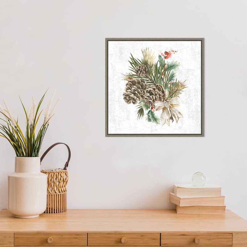 Holiday Spirit (Pinecone Wreath) by PI Studio Framed Canvas Art