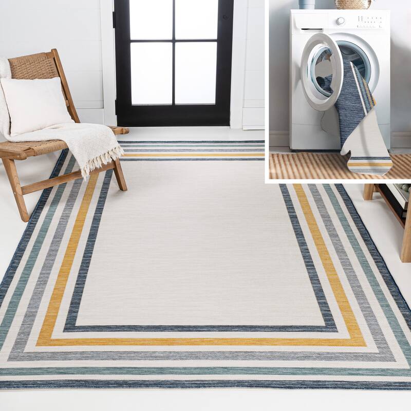 JONATHAN Y Reversible Calypso Classic Coastal Mitred Stripe Machine-Washable Indoor/Outdoor Area Rug - 8 X 10