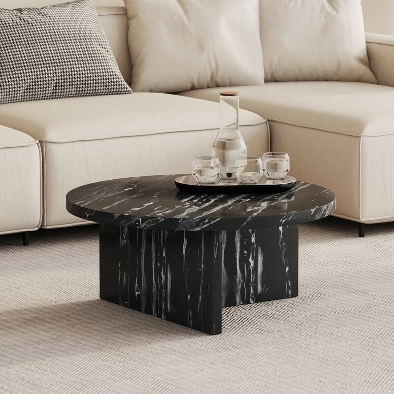 MDF material circular coffee table with texture