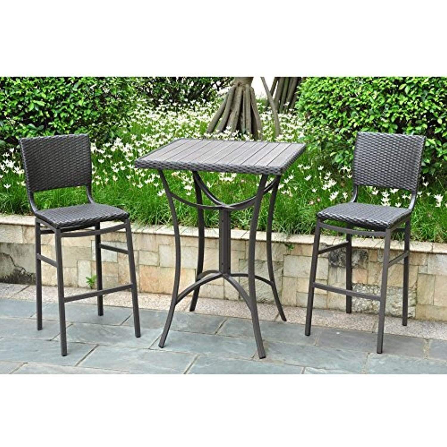 Outdoor Dining Set Wicker Square Table & 4 Chairs Patio Furniture Set