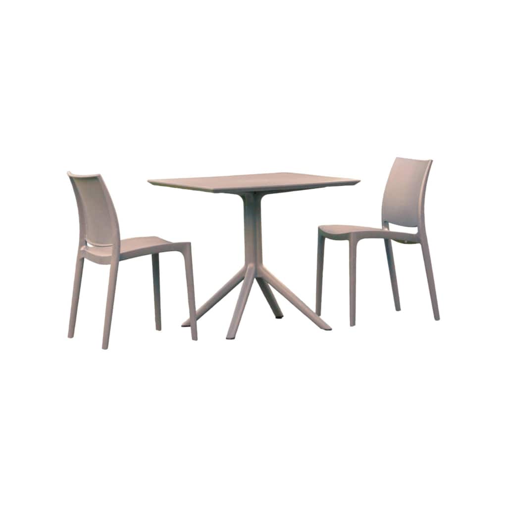 3-Piece Dark Gray Solid Patio Dining Set with Chairs 32"