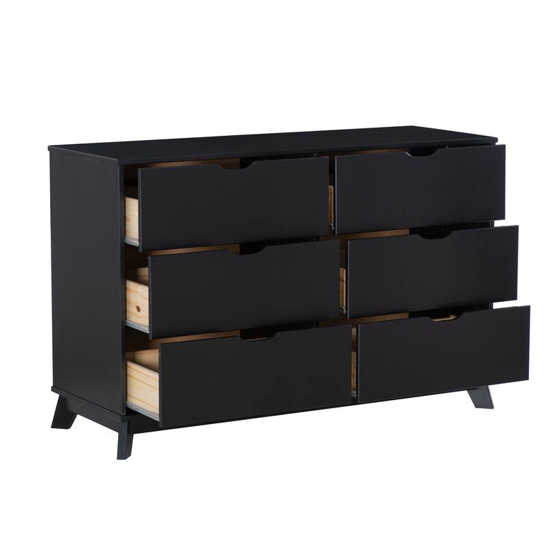 Purcell Pine Wood 3-Piece Bedroom Set with 6-Drawer Dresser and 3-Drawer Nightstands (Set of 2)