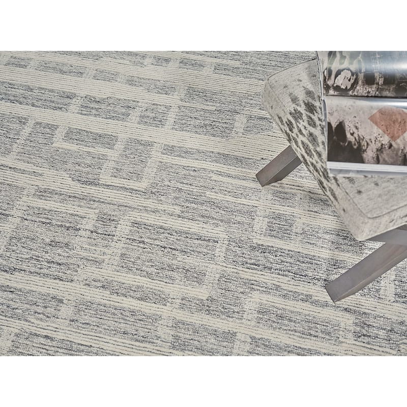 Exquisite Rugs Park City Handmade Hand-tufted New Zealand Wool on Canvas Gray/Ivory Area Rug