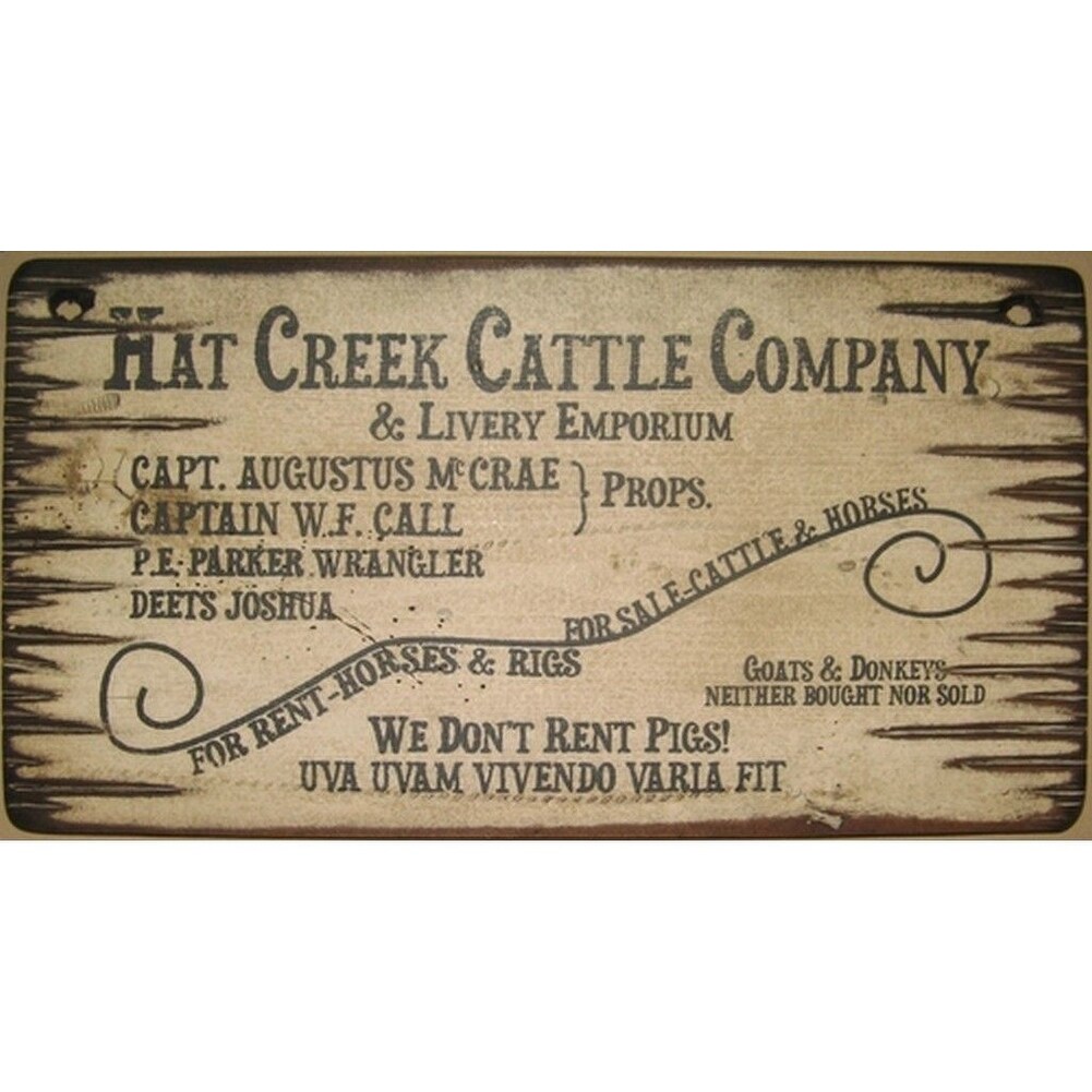 Shop Cowboy Signs Wood Wall Hanging Hat Creek Cattle White Black