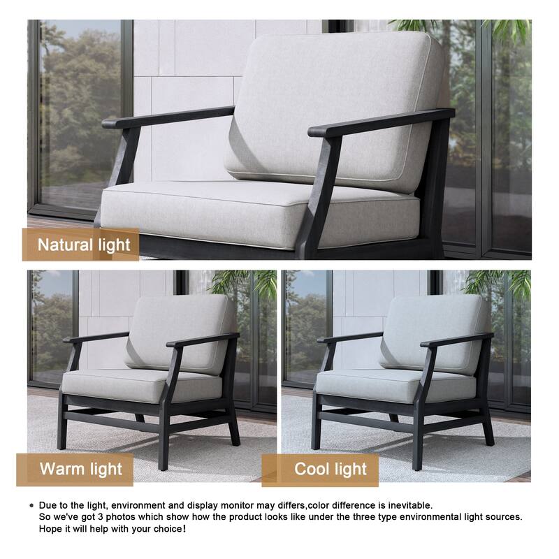 Teak Outdoor Patio Club Chairs Loveseat with Cushions