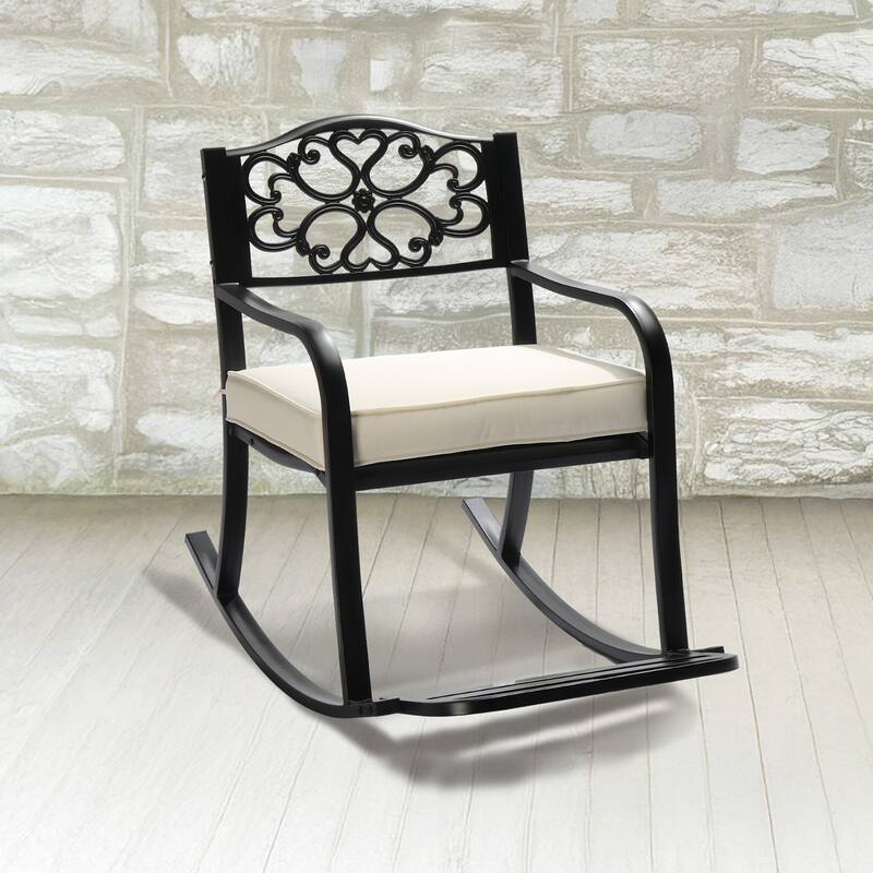 Outdoor Rocking Chair Bench with Weatherproof Cushion - 23.2" x 40.1" x 35.6"