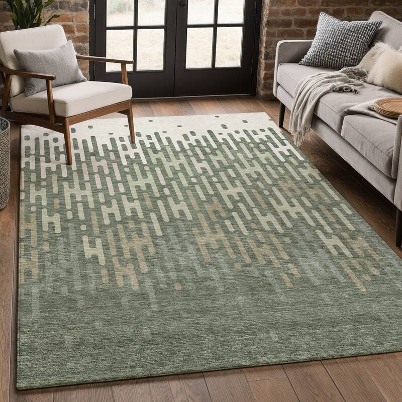 Machine Washable Indoor/ Outdoor Modern Kingman Chantille Rug