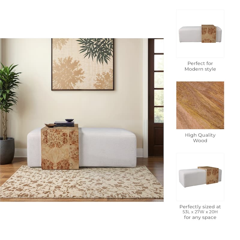 Modern Wooden and Non-Woven Fabric Bench with Detachable Table