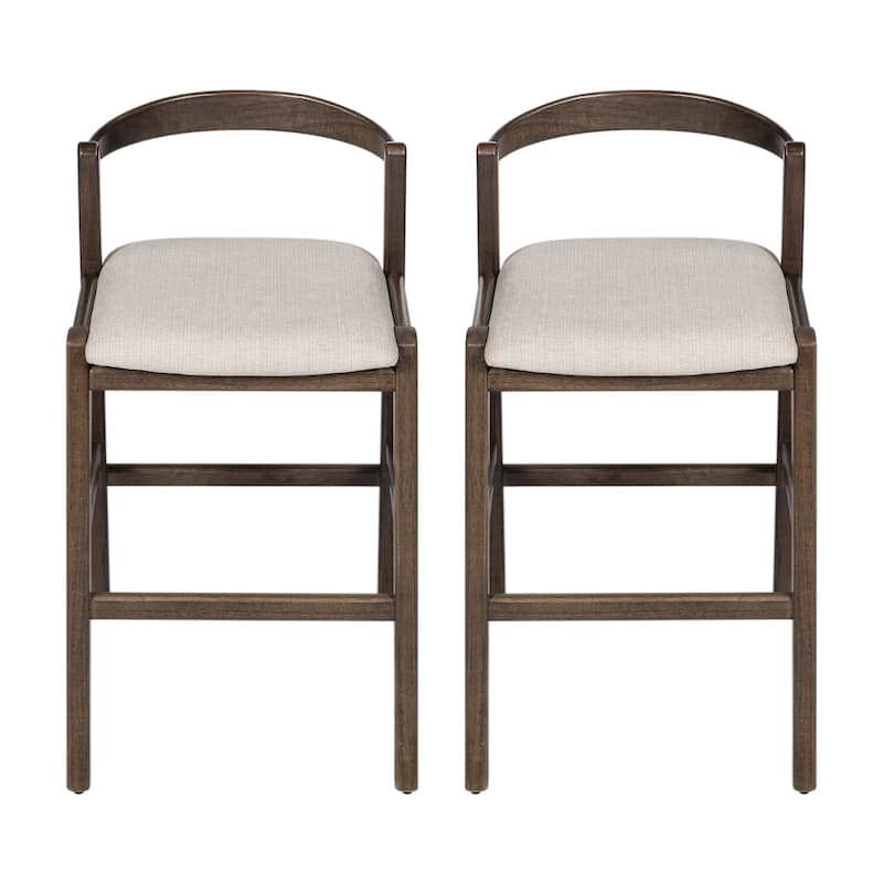 Christopher Knight Home - Ravenswood Rubber Wood Bar Stool with Fabric Upholstered Cushion（Set of 2）