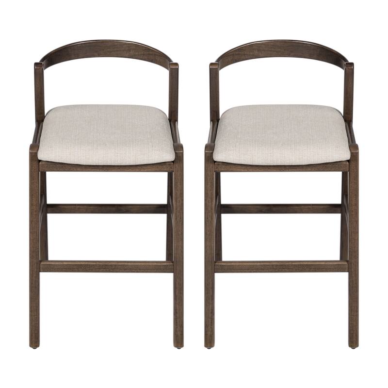 Roomfitters Balmain Indoor Rubberwood Barstools with Cushioned Seat, Set of 2 - Set of 2