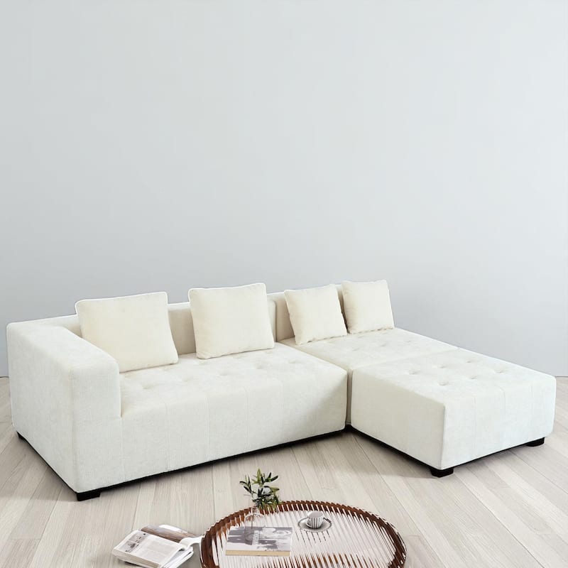 Removable Modular Sofa with Free Combination, 3-Piece Sectional Set with Cushions