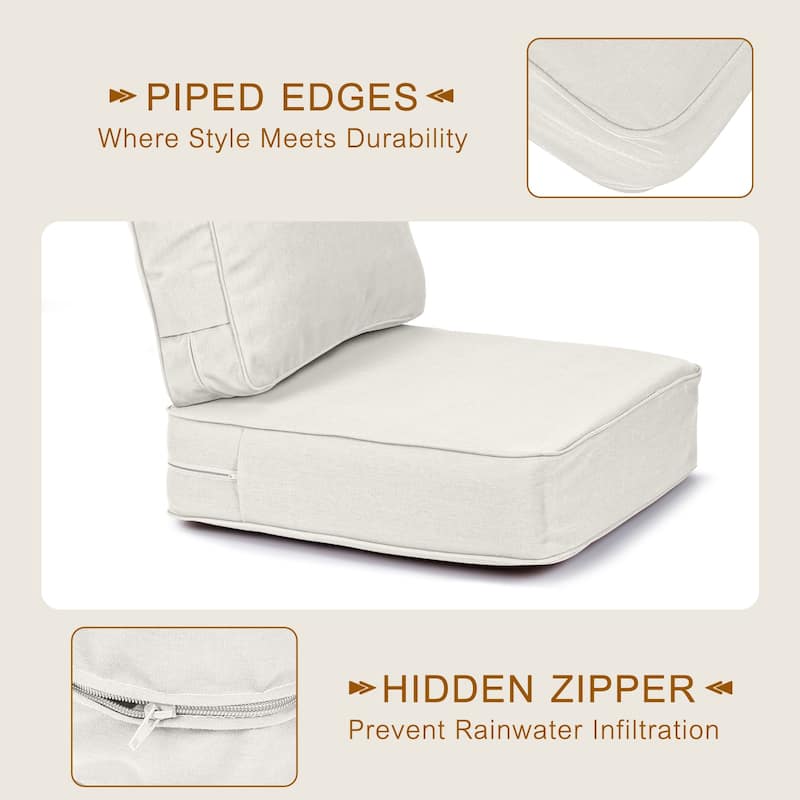 Aoodor 24x25x6 Inch Outdoor Patio Chair Cushions Set, Weather-Resistant Sunbrella Fabric Outdoor Cushion - 24"x25"