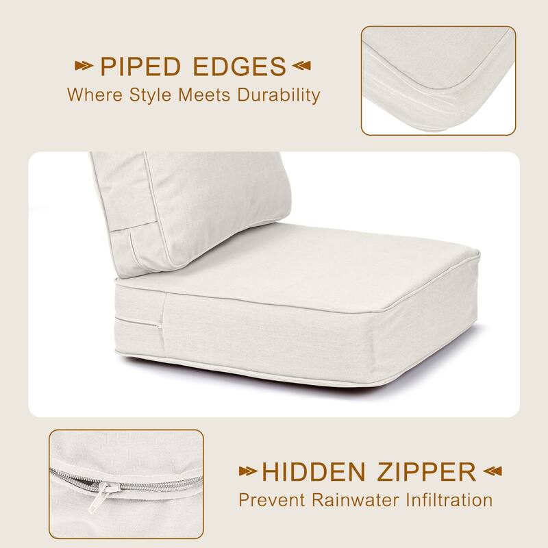 Aoodor 25x25x6 Inch Outdoor Patio Chair Cushions Set, Weather-Resistant Sunbrella Fabric Outdoor Cushion, Set of 2 - 25"x25"