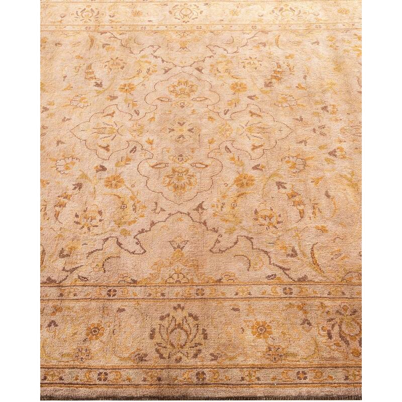 Overton Hand Knotted Wool Vintage Inspired Modern Contemporary Overdyed Beige Area Rug - 4' 2" x 6' 5"