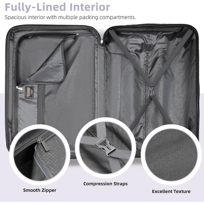 6-Piece, Luggage Sets, Hard-Shell Expandable Luggage with Travel Bag, Spinner Wheels and Combination Lock, for Boarding Travel