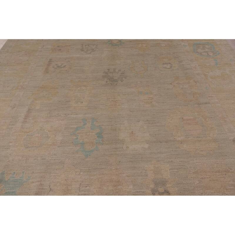 Vegetable Dye Oushak Area Rug Handmade Floral Wool Carpet - 9'2" x 12'2"