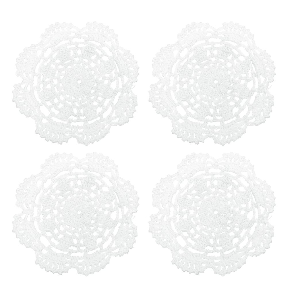 Fabric Coasters, 4pcs 5" - Cotton Woven Crochet Doilies with Floral - 130mm