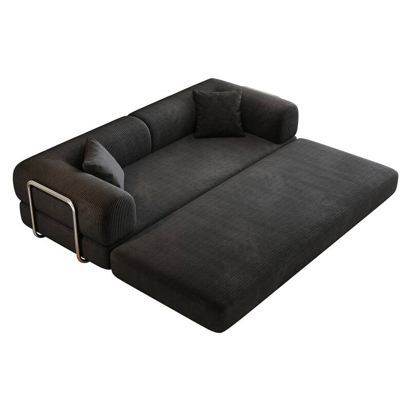 78.8" Convertible Floor Sofa Bed, Corduroy Folding Mattress Sofa Couch for Small Spaces ,No Assembly