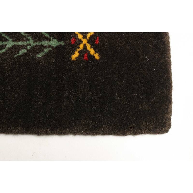 ECARPETGALLERY Hand Loomed Kashkuli Gabbeh Dark Brown Wool Rug - 3'0 x 4'9