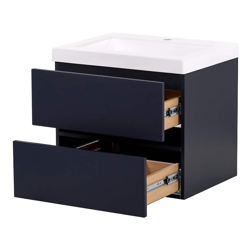 Spring Mill Cabinets Innes 24.5" 2-Drawer Floating Bathroom Vanity With White Sink Top