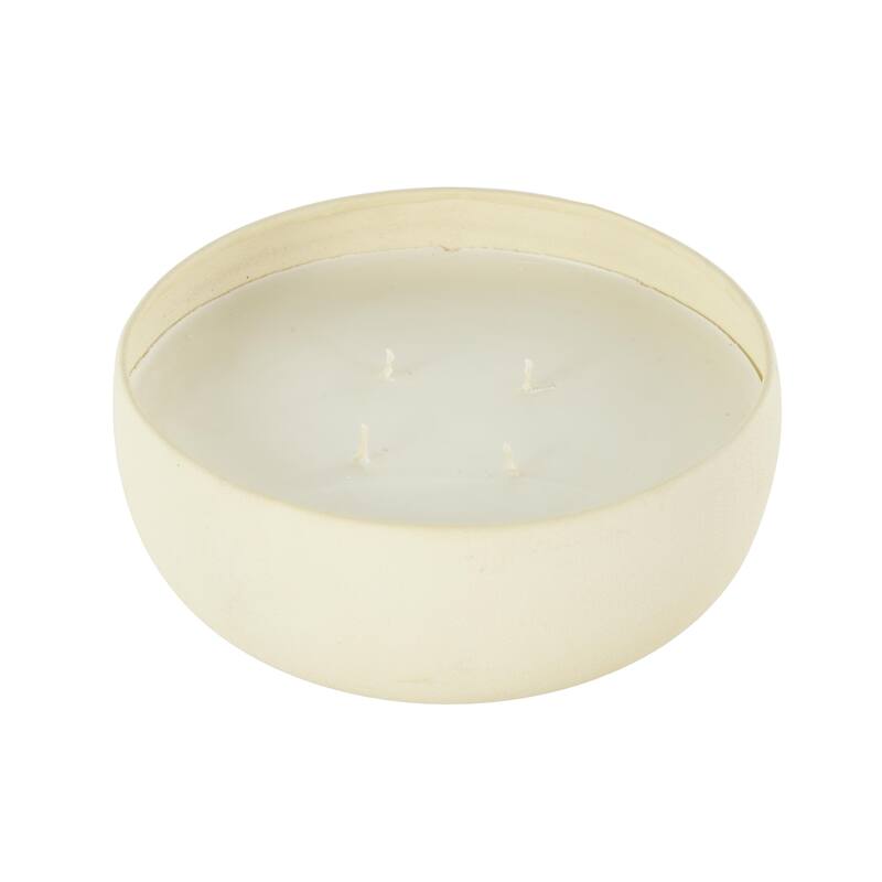 Beige, Black or Cream Metal Scented Textured 34oz 4 Wick Decorative Candle with White Wax