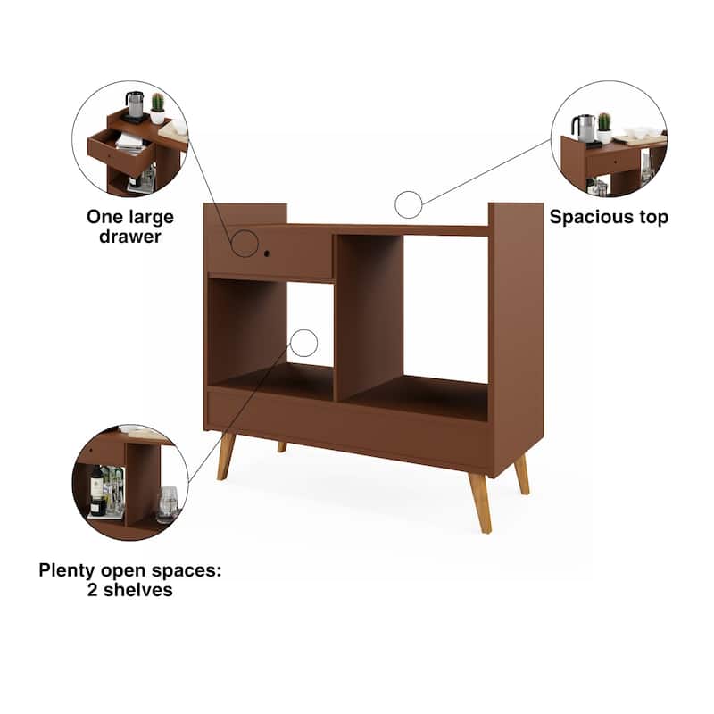 Boahaus Bar Cabinet Modern Wood Storage Shelves