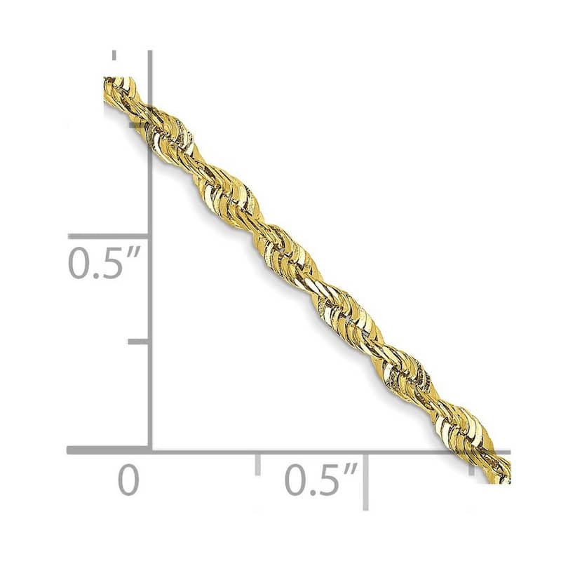 Curata 10k Yellow Gold 2.25mm Sparkle Cut Extra Lite Rope Chain Bracelet